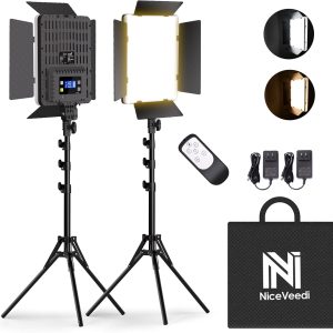 2-Pack Photography Lighting Kit, 36W Bi-Color Studio Lights 2700-6500K CRI 95+, Dimmable LED Video Light Kit with Remote Control & 72” Tripod Stand, Lighting for Video Recording/Photography