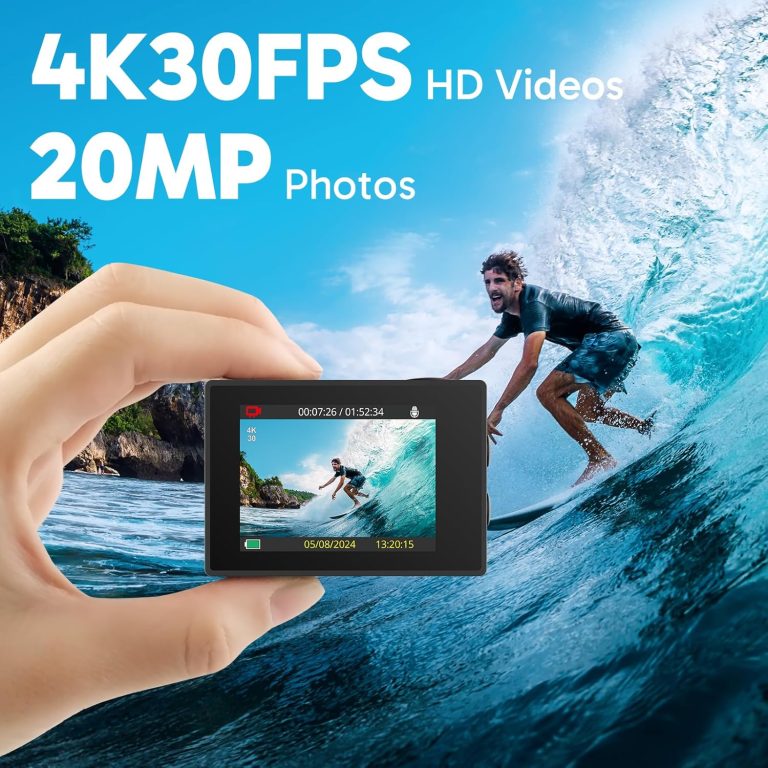 AKASO EK7000 4K30fps Action Camera – 131ft Waterproof Camera with EIS 4X Zoom Remote Control Ultra HD 20MP Underwater Camera with Accessories Kit