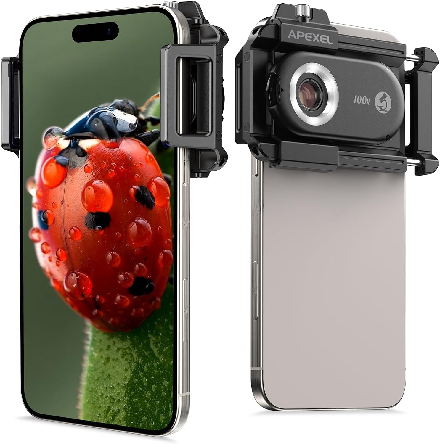 APEXEL Phone Microscope Lens, 100X Phone Micro Lens Nano Zoom for Android/iPhone With LED UV Light/CPL/Universal Clip, Mini Pocket Digital Microscope, Portable Smartphone micro lens Camera Attachments