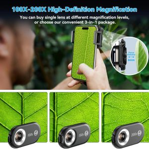 APEXEL Phone Microscope Lens, 100X Phone Micro Lens Nano Zoom for Android/iPhone With LED UV Light/CPL/Universal Clip, Mini Pocket Digital Microscope, Portable Smartphone micro lens Camera Attachments