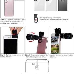 Cell Phone Camera Lens Kit,11 in 1 Universal 20x Telephoto 0.63Wide Angle 15X Macro 198°Fisheye 2X Telephoto Kaleidoscope CPL Starlight Eyemask Tripod,for Most iPhone Smartphone (Black)