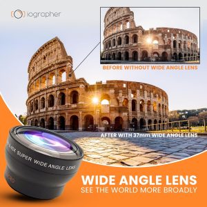 iOgrapher 37mm Wide Angle Lens for iPhone and Smartphones – Macro Lens and Wide Phone Lens – Macro Lens for iPhone and Other Smartphones – Camera Lens for Phone – Comes with Leather Case Bag
